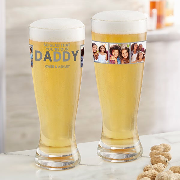 So Glad You're Our Dad Personalized Photo Beer Glasses - 30680