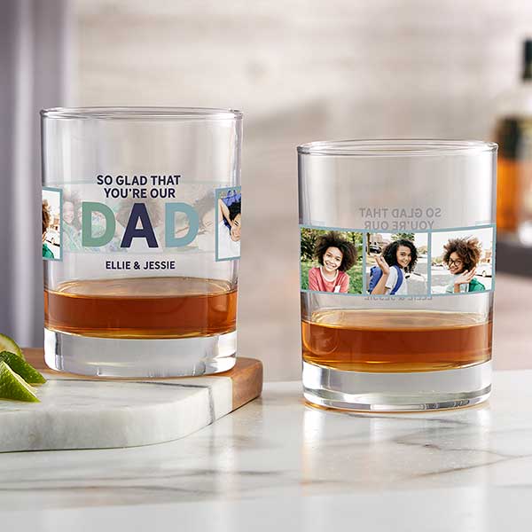 So Glad You're Our Dad Personalized Photo Whiskey Glasses - 30681