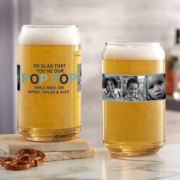 So Glad You're Our Grandpa Personalized Photo Beer Glasses - 30684