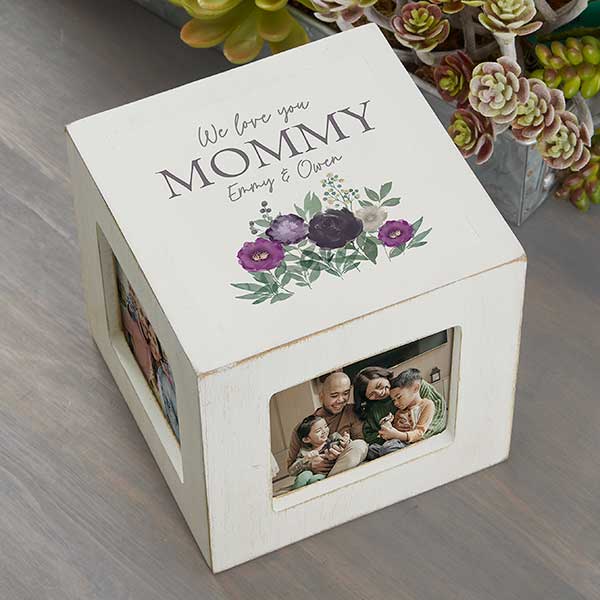 Floral Love Mom Personalized Photo Cubes - 30687