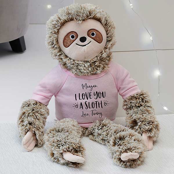 I Love You a Sloth Personalized Plush Sloth Stuffed Animal - 30716
