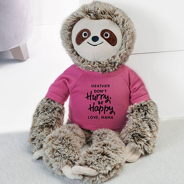 Don't Hurry, Be Happy Personalized Plush Sloth Stuffed Animal - 30718