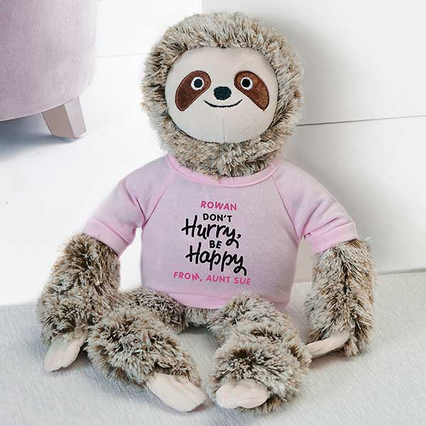 Don't Hurry, Be Happy Personalized Plush Sloth Stuffed Animal - 30718