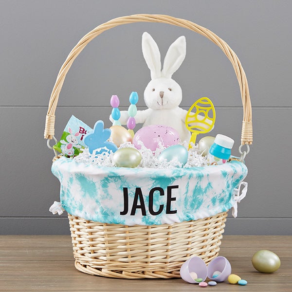 Bold Tie Dye Personalized Easter Basket With Folding Handle - 30736