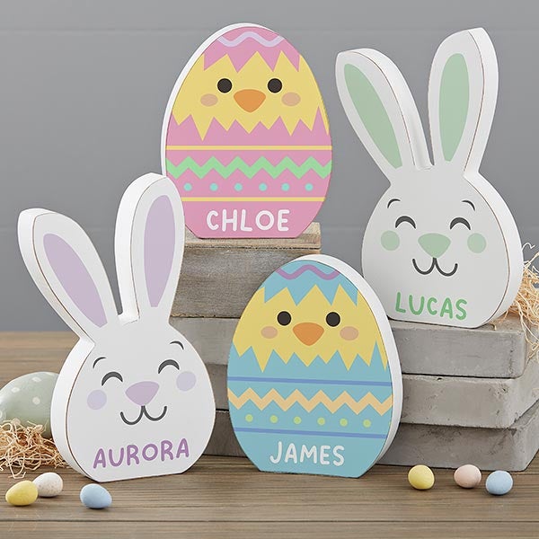 Personalised Easter Bunny Rabbit New Baby Present Gift Chic Wooden Chic 