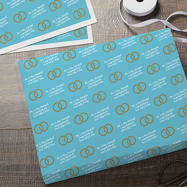 Icon Step & Repeat Personalized Wedding Wrapping Paper Sheets
