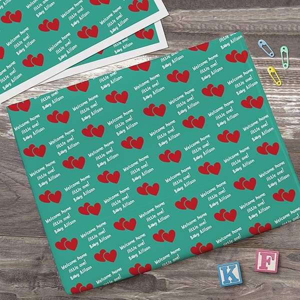 Icon Step & Repeat Personalized Baby Shower Wrapping Paper