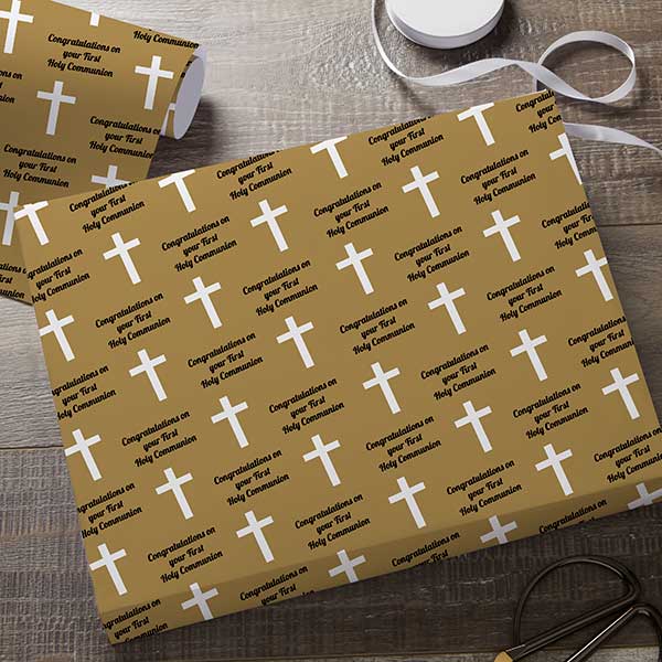 Icon Step & Repeat Personalized Communion Wrapping Paper - 30748