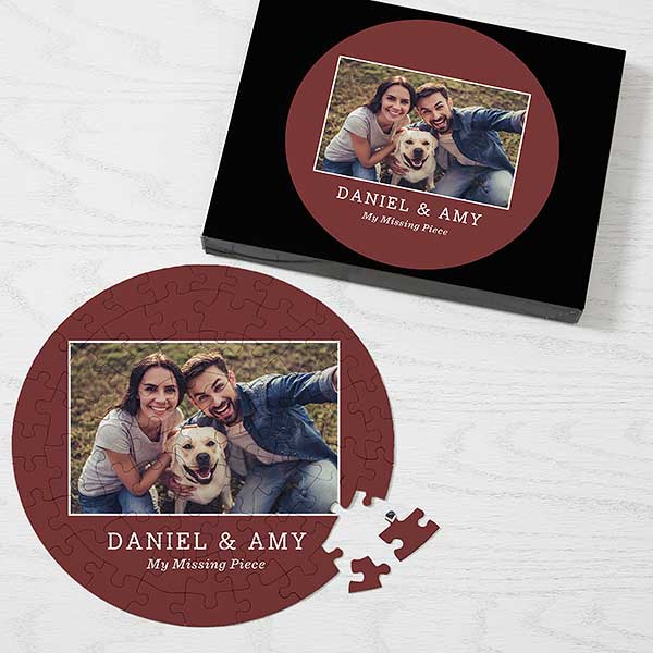 Romantic Photo Collage Personalized Round Puzzles - 30760