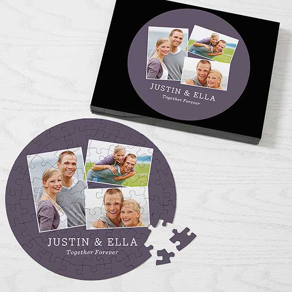 Romantic Photo Collage Personalized Round Puzzles - 30760