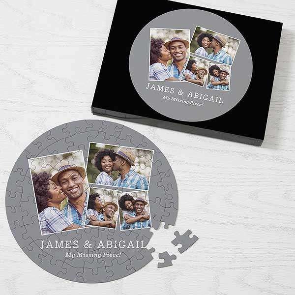 Romantic Photo Collage Personalized Round Puzzles - 30760