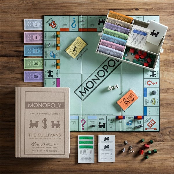 Personalized Vintage Bookshelf Monopoly Game with Company Logo - 30795