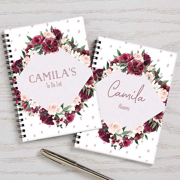 Wine Colorful Floral Personalized Mini Journals - 30797