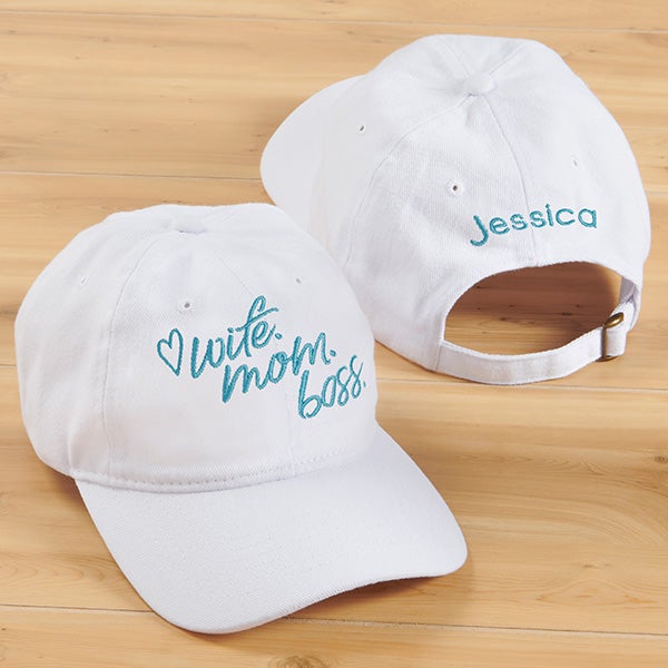 Wife. Mom. Boss. Personalized Baseball Caps - 30815