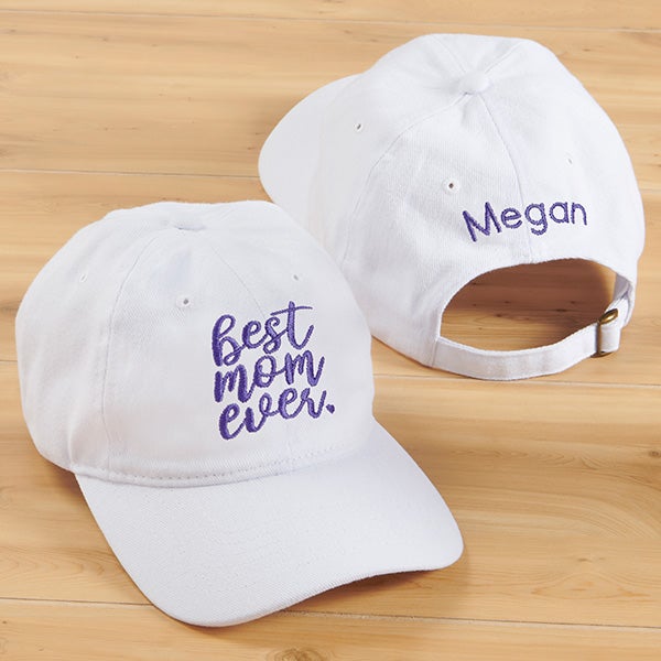 Best Mom Ever Personalized White Baseball Cap