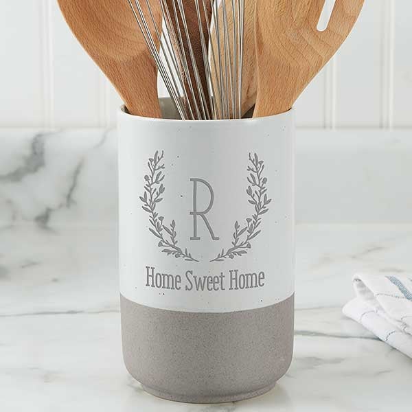 Farmhouse Floral Personalized Utensil Holder - 30819
