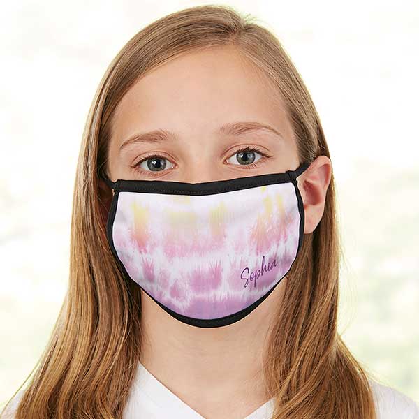 Pastel Tie Dye Personalized Kids Face Mask - 30835