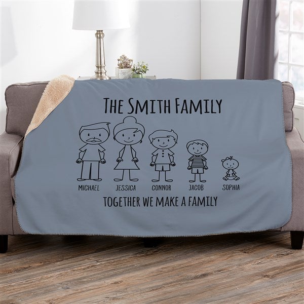 Stick Figure Family Personalized Blankets - 30843