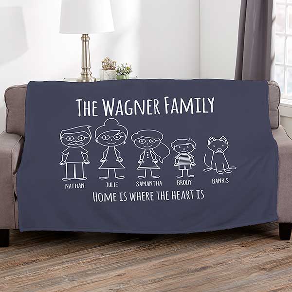 Stick Figure Family Personalized Blankets - 30843