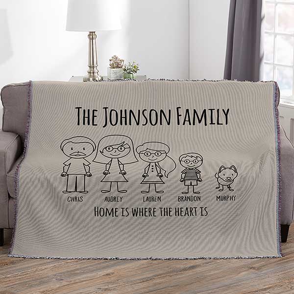 Stick Figure Family Personalized Blankets - 30843