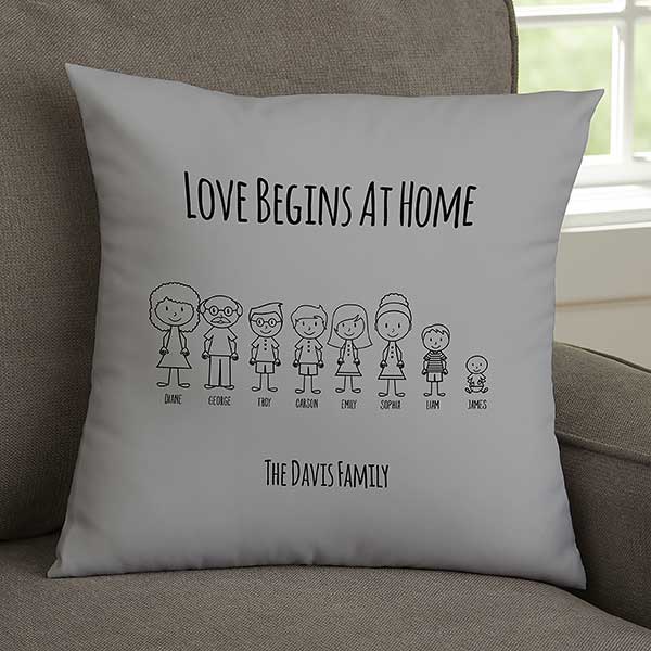 Stick Figure Family Personalized Throw Pillows - 30844
