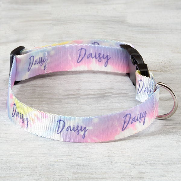 Pastel Tie Dye Personalized Dog Collars - 30874