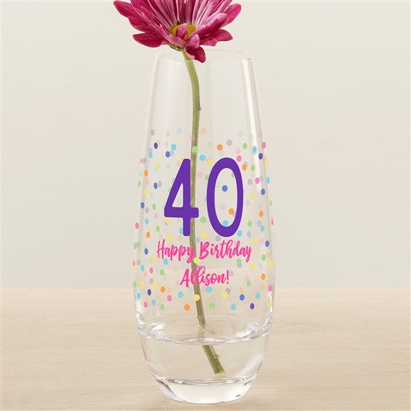 Confetti Birthday Personalized Printed Bud Vase - 30893