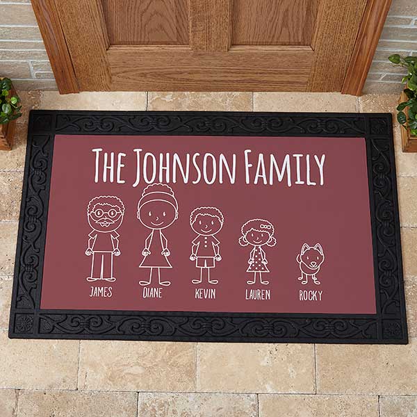 Stick Figure Family Personalized Character Doormats - 30898