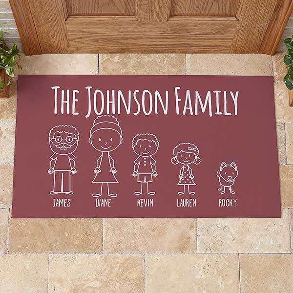 Stick Figure Family Personalized Character Doormat 20x35
