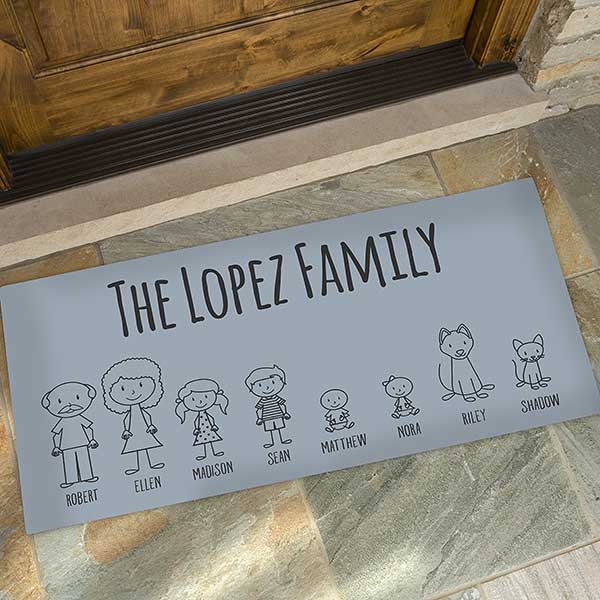 Stick Figure Family Personalized Character Doormats - 30898