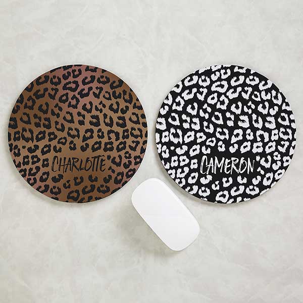 Leopard Print Personalized Round Mouse Pad - 30899