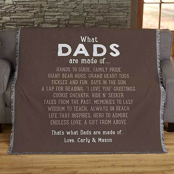 What Dads Are Made Of Personalized 56x60 Woven Throw Father's Day Gifts