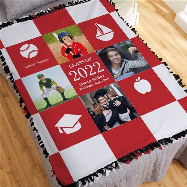 Graduation Patchwork Personalized Photo 60x80 Sherpa Blanket