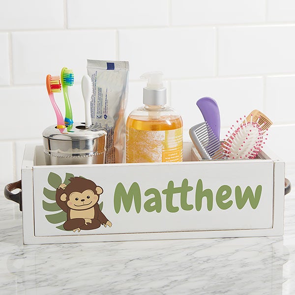 Jolly Jungle Personalized Wood Bathroom Storage Box - 30936