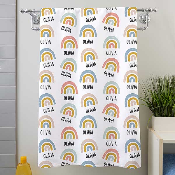 Boho Rainbow Personalized Bath Towels - 30941