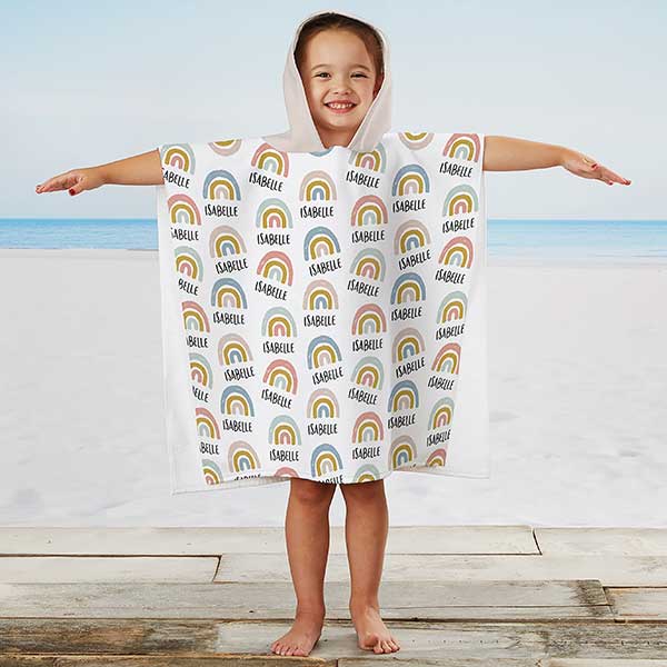 Boho Rainbow Personalized Kids Poncho Beach & Pool Towel - 30951
