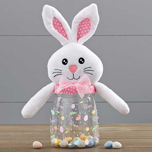 Colorful Easter Pattern Personalized Easter Bunny Candy Jars - 30955