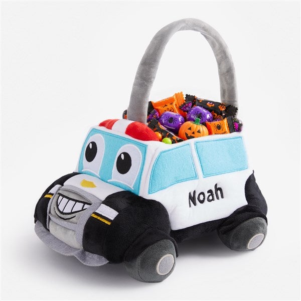 Police Truck Embroidered Plush Halloween Treat Bag - 30970