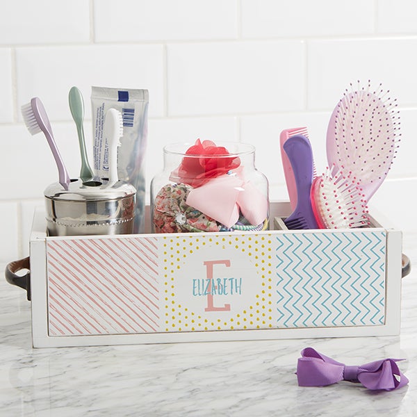 Yours Truly Personalized Wood Bathroom Storage Box
