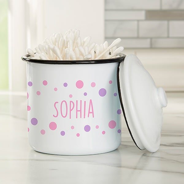 Bubbles Personalized White Enamel Canisters - 31026