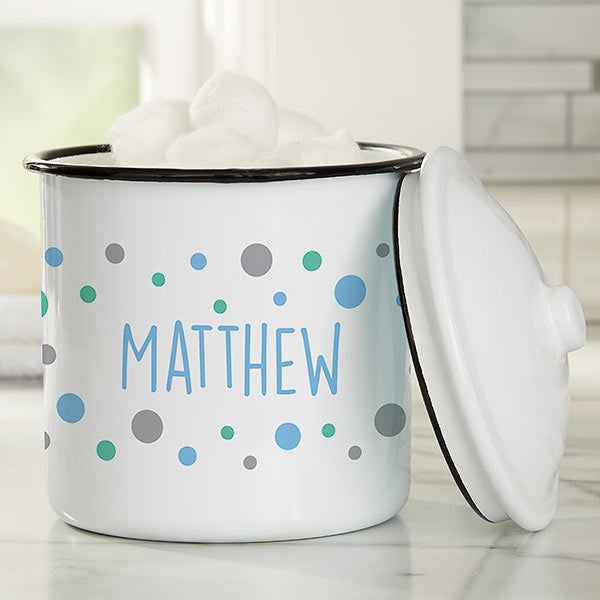 Bubbles Personalized White Enamel Canisters - 31026