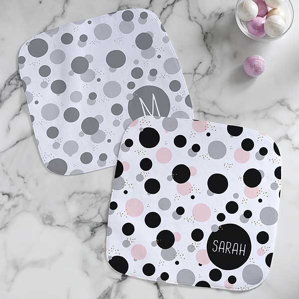 Stencil Polka Dots Personalized Washcloth - 31032