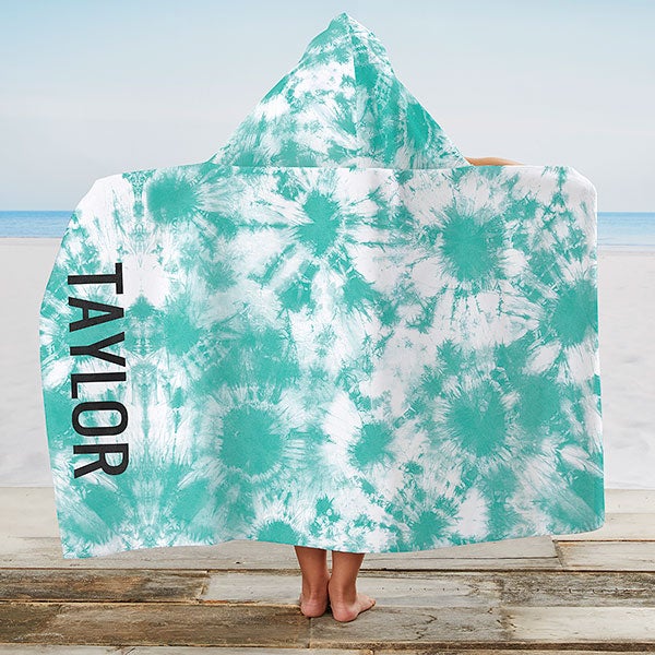 Bold Tie Dye Personalized Kids Hooded Beach & Pool Towel - 31057