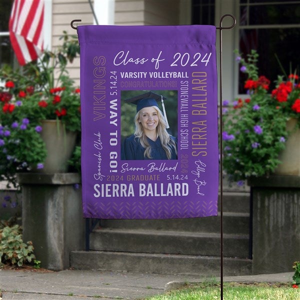All About The Grad Personalized Photo Garden Flag - 31066