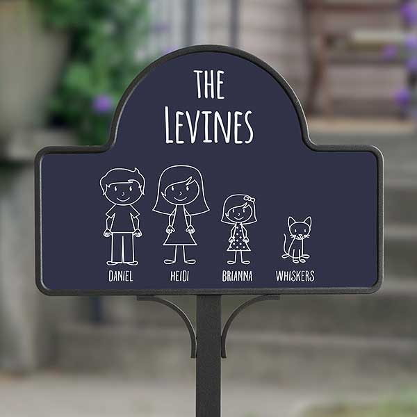 Stick Figure Family Personalized Magnetic Garden Sign - 31070