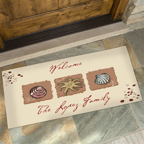 Personalized Sea Shell Doormat - Sea Shore Welcome Mat - 3109