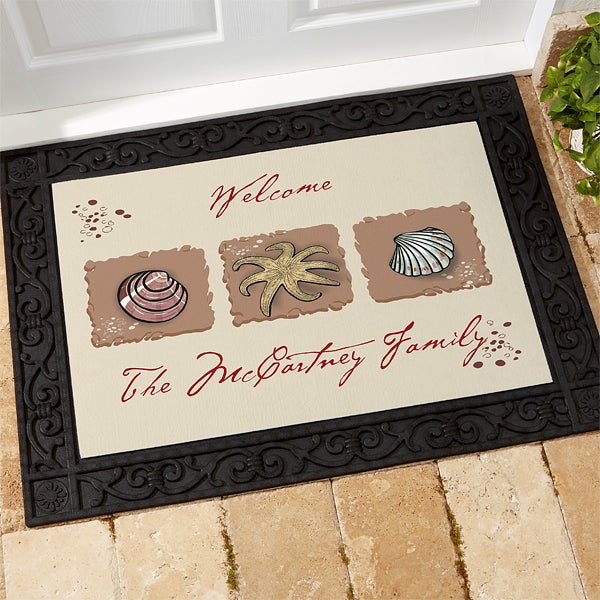 Personalized Sea Shell Doormat - Sea Shore Welcome Mat - 3109