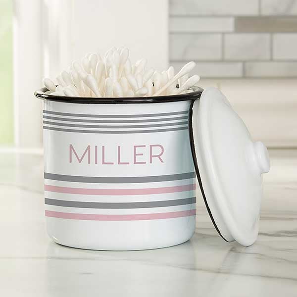 Turkish Stripes Personalized Enamel Storage Jars - 31102