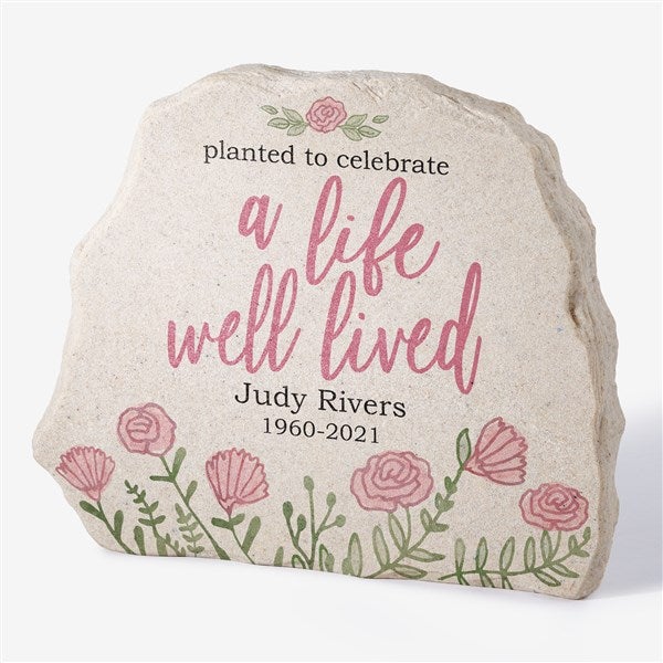 A Life Well Lived Personalized Memorial Standing Garden Stone - 31117