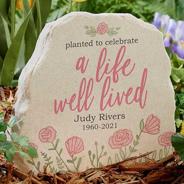 A Life Well Lived Personalized Memorial Standing Garden Stone - 31117